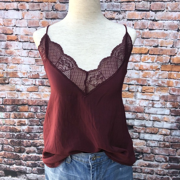 LOVESTITCH Lingerie Inspired Camisole Strappy Tank, NWT - BURGUNDY - Picture 5 of 8